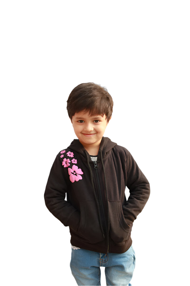 Black Floral Hoodie