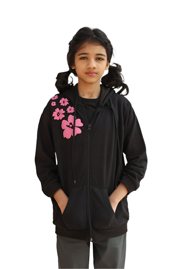 Black Floral Hoodie