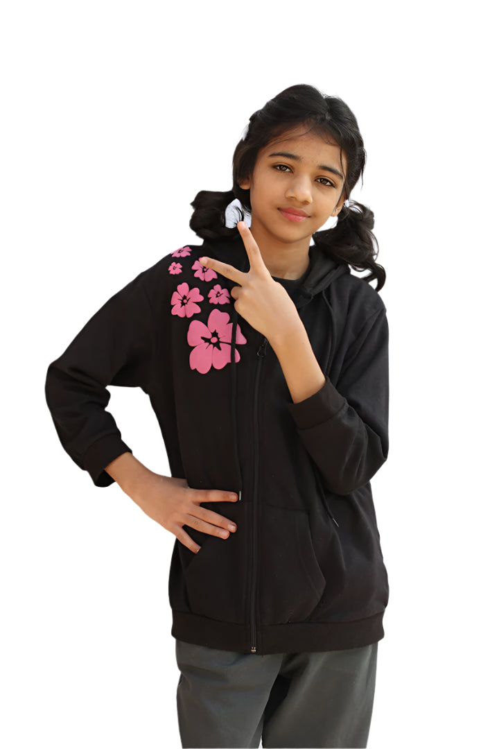 Black Floral Hoodie