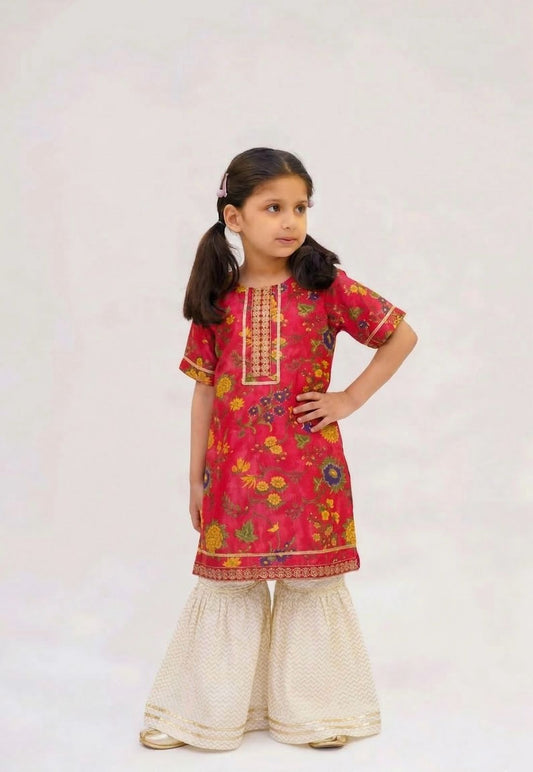 Red silk floral