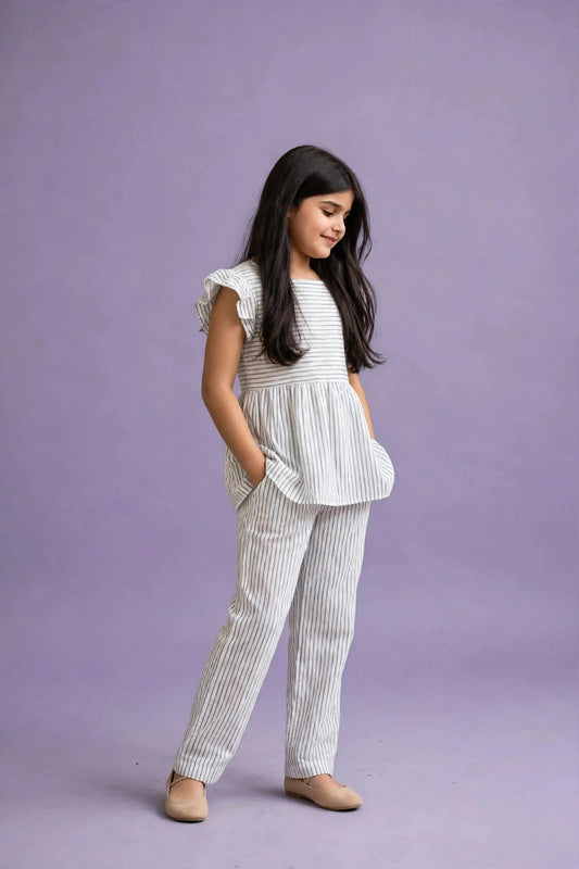 Linear White Co-ord Set