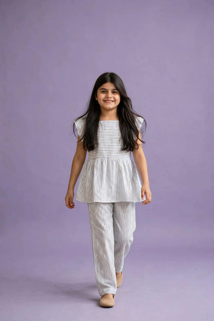 Linear White Co-ord Set