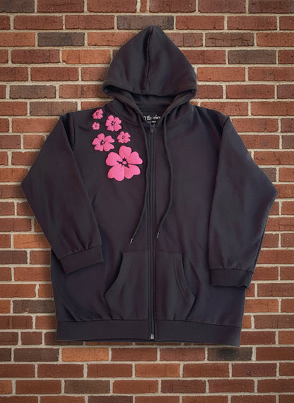 Black Floral Hoodie
